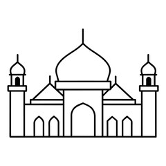 minimal masjid vector art  illustration, black color silhouette, silhouette, white background (28)
