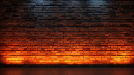 orange brick wall neon light