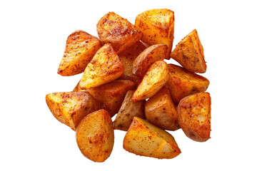 Spicy fried potato isolated on transparent background
