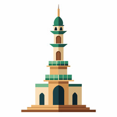 modern mosque tower, stylish modern mosque, solid white color background (2)