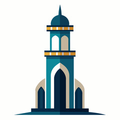 modern mosque tower, stylish modern mosque, solid white color background (9)