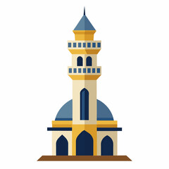 modern mosque tower, stylish modern mosque, solid white color background (25)