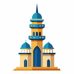 modern mosque tower, stylish modern mosque, solid white color background (35)
