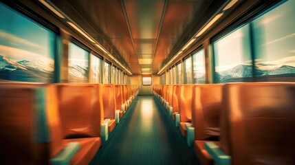 Fototapeta premium train blurred interior alaska