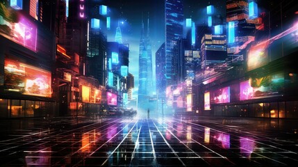 cityscape futuristic lights