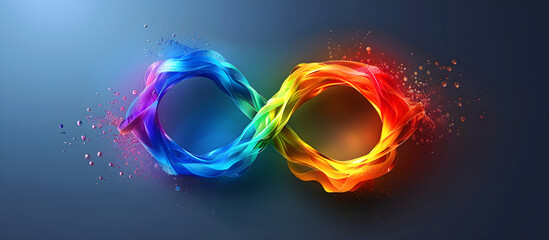 World autism awareness day background with rainbow colored infinity symbol representing autism disorder and neurodiversity.
