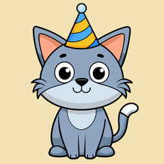 cute cat in celebrating hat