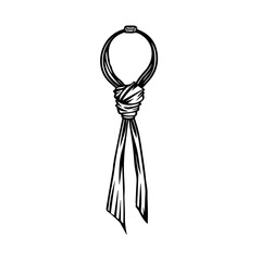 Monochrome vector of intricate cowboy necktie, symbolizing western style.