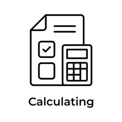 Calculator with document showing concept icon of calculating