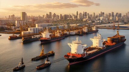 Fototapeta premium cranes oil ships