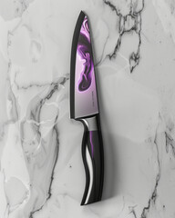 3D rendered luxury kitchen knife with creative details 3D generated, ad mockup isolated on a white...