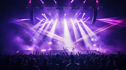 crowd purple stage lights