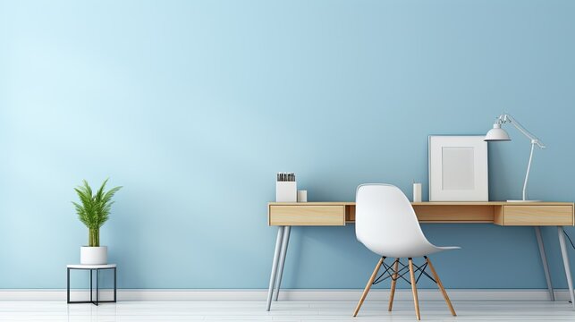 minimalist light blue wall