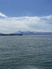 view on the mountains and the sea