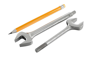 Pencil, Pen, and Wrench, Illustration of Pencil, Pen, and Wrench, isolated on Transparent background.