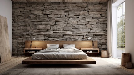 bedroom blurred interior stone wall