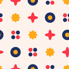 Seamless Pattern shape combination circle and star in colorful style with joyful color