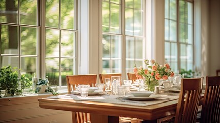 Obraz premium dining blurred windows interior