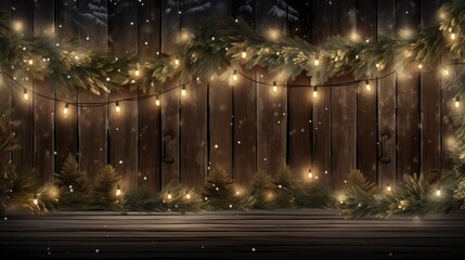 wooden christmas light string transparent
