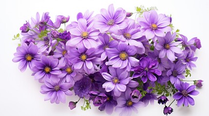 contrast purple flowers white background