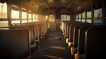 tone blurred school bus interior