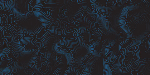 Abstract background of the topographic contours map with geographic line map. Contour elevation topographic and textured Background Modern design with black background