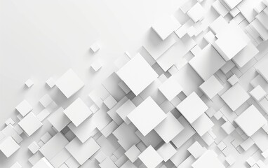 An abstract image showcasing a three-dimensional array of white square blocks on a white background