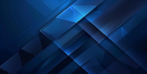 An intricate abstract image of overlapping geometric blue shapes creating a tech-inspired pattern - obrazy, fototapety, plakaty