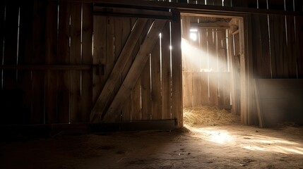 mystery blurred barn door interior