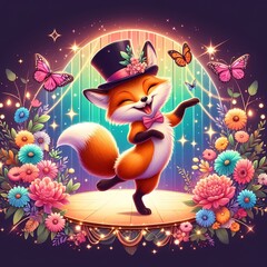 Fototapeta premium fox dancing on the music 