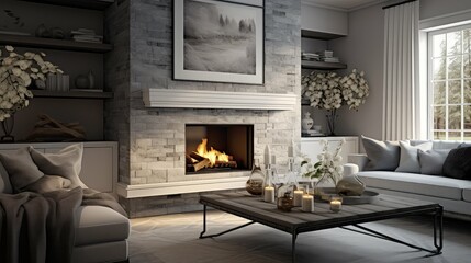 fireplace grey granite