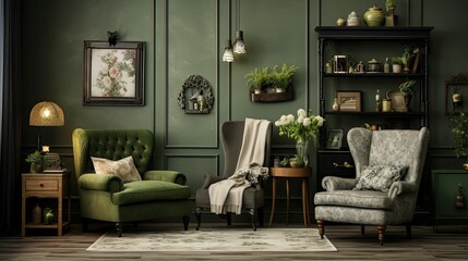 textured gray green room