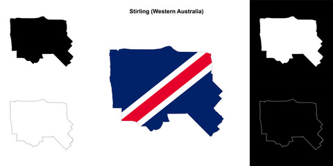 Fototapeta premium Stirling (Western Australia) outline map set