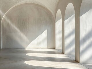 Minimalist composition of geometric shadows cast on a white wall.