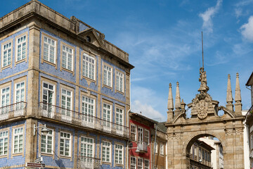 The Arch of the New Gate (Arco da Porta Nova) in the city of Braga, Portugal