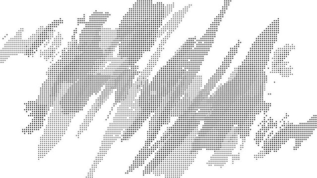 Digital halftone dots splash grid moving up on white background, background seamless loop random dots and grid. Halftone video background. White abstract background and black dot animation