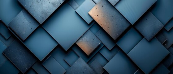 Blue Geometric Textured Abstract Design.