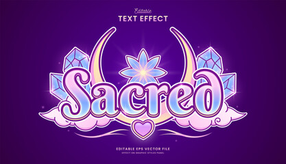 decorative editable sacred moon diamond text effect vector design