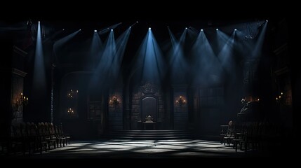 Obraz premium ambiance dark stage with spotlights