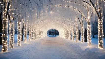 winter christmas light tunnel