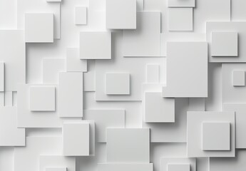 A clean, minimalistic pattern featuring 3D white squares on a soft white background