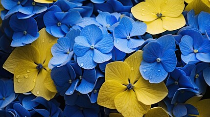 close blue and yellow flowers