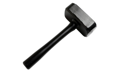 Rubber Mallet Black with Handle of Metal isolated on Transparent background.
