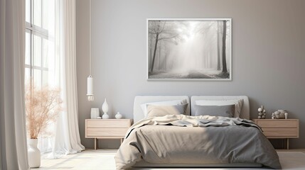 minimalist blurred small frame canvas interior