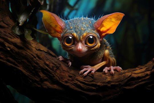 Wide-eyed Spectral tarsier animal. Cute tropical mammal. Generate Ai