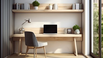 wood interior home office desk