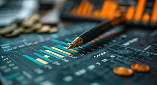 Private equity specialist in deep analysis of market reports, detailed, photorealistic