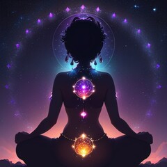 silhouette of a woman meditating