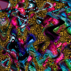 Combination textile collage pattern of wave and lines colored leopard snake tiger textures