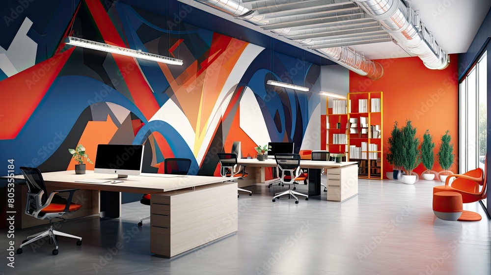 Wall mural minimalist office interior modern